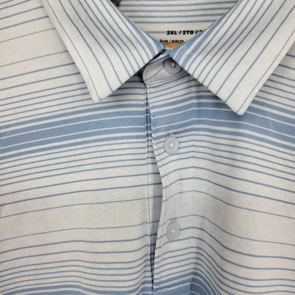 UNDER ARMOUR Blue Striped 3 Button Golf Polo Shirt Sz 2XL - Picture 5 of 11